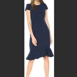 Betsy Johnson Women's Midi Dress, Navy Ruffle-Hem Sheath Dress, Size 10‎